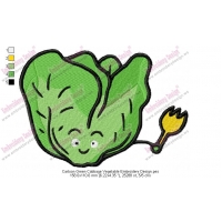 Cartoon Green Cabbage Vegetable Embroidery Design